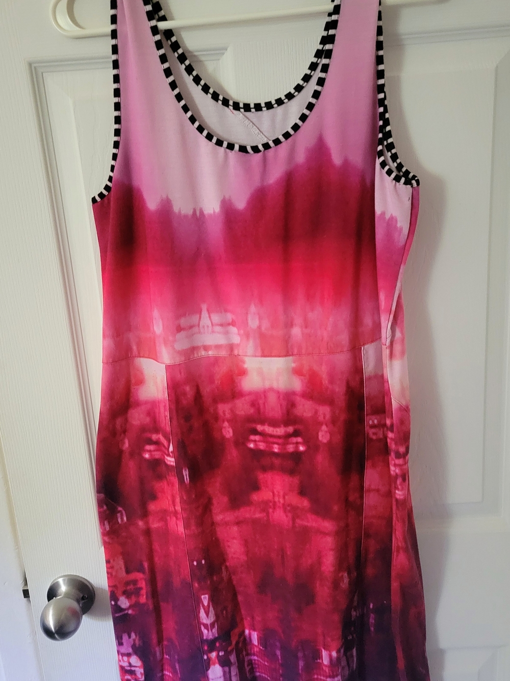 Point Zero Pink Ombre Tank Dress with Black-and-White Trim